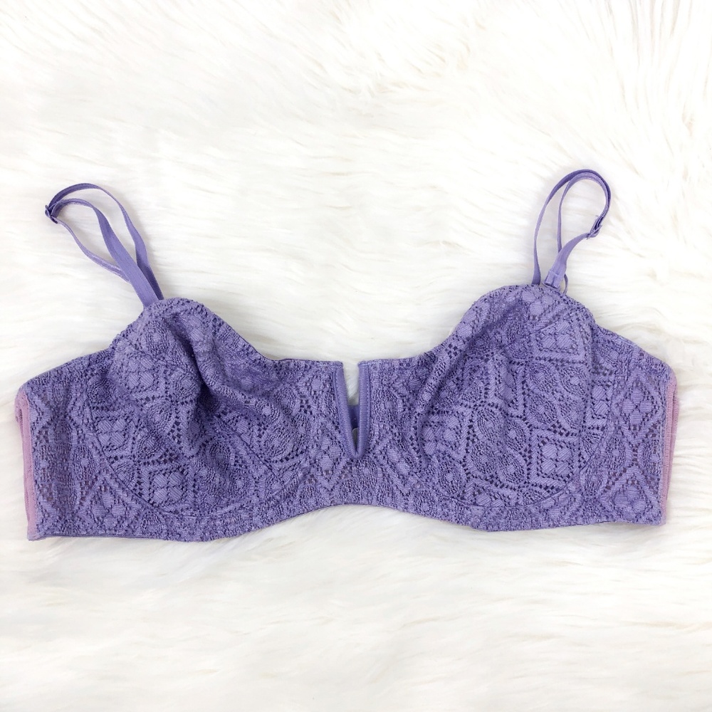 New Free People Lavender Crochet V Bra